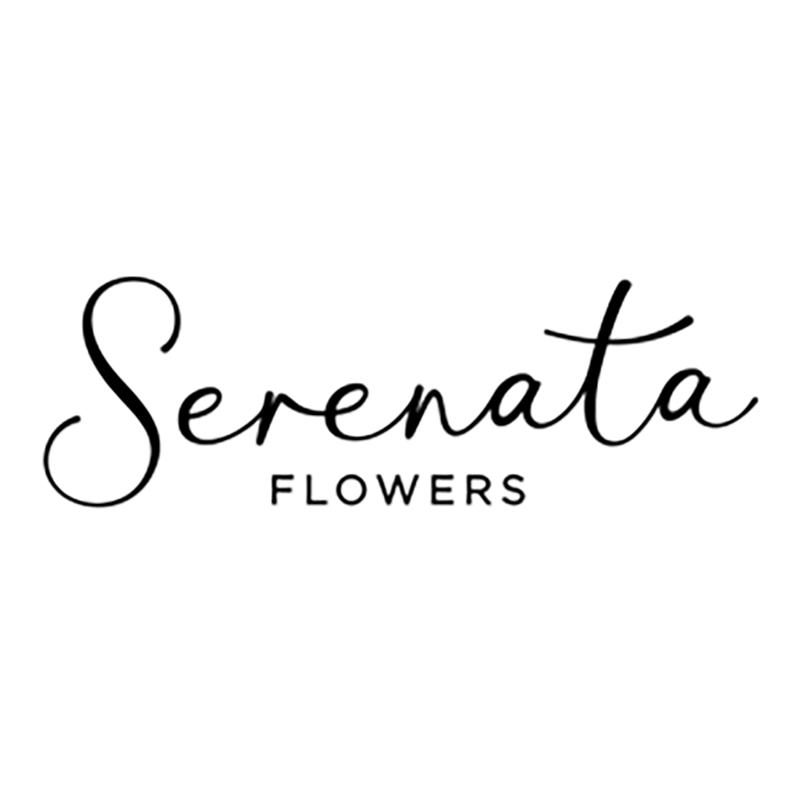 Logo of Serenata Flowers featuring elegant, cursive "Serenata" above the word "Flowers" in a clean, modern font on a white background.